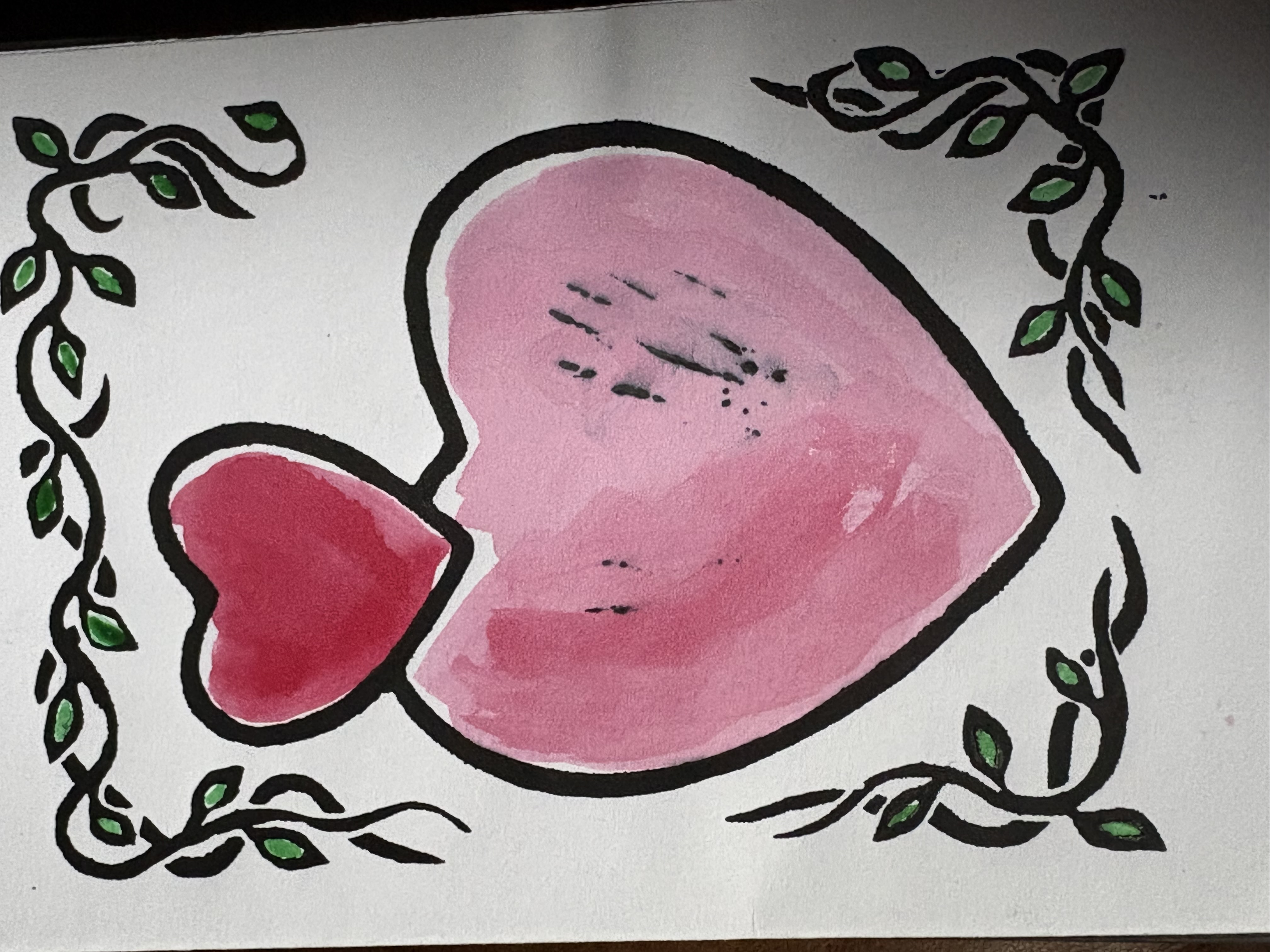 Pink Hearts and Vines Card