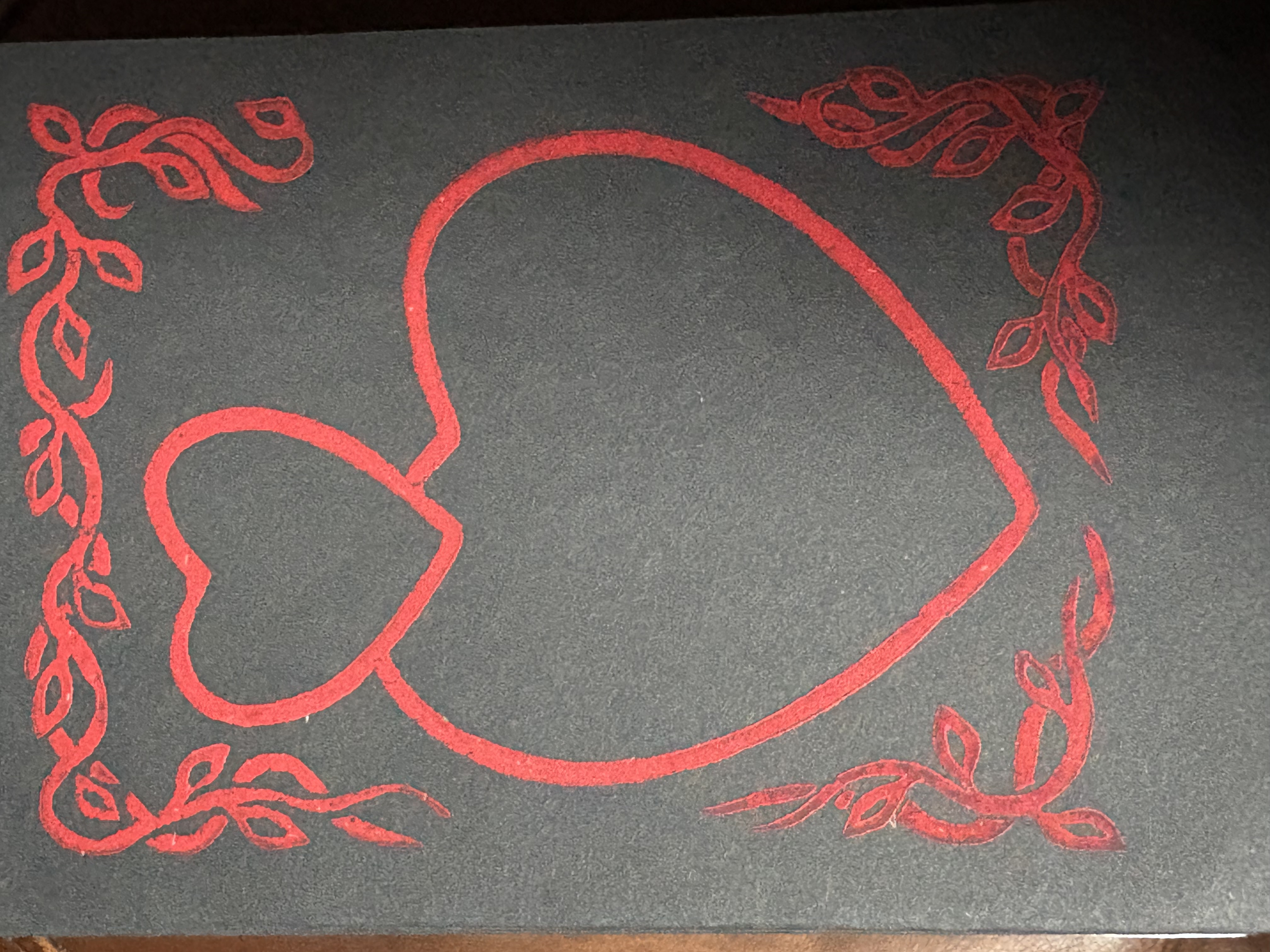 Red Hearts on Charcoal Card