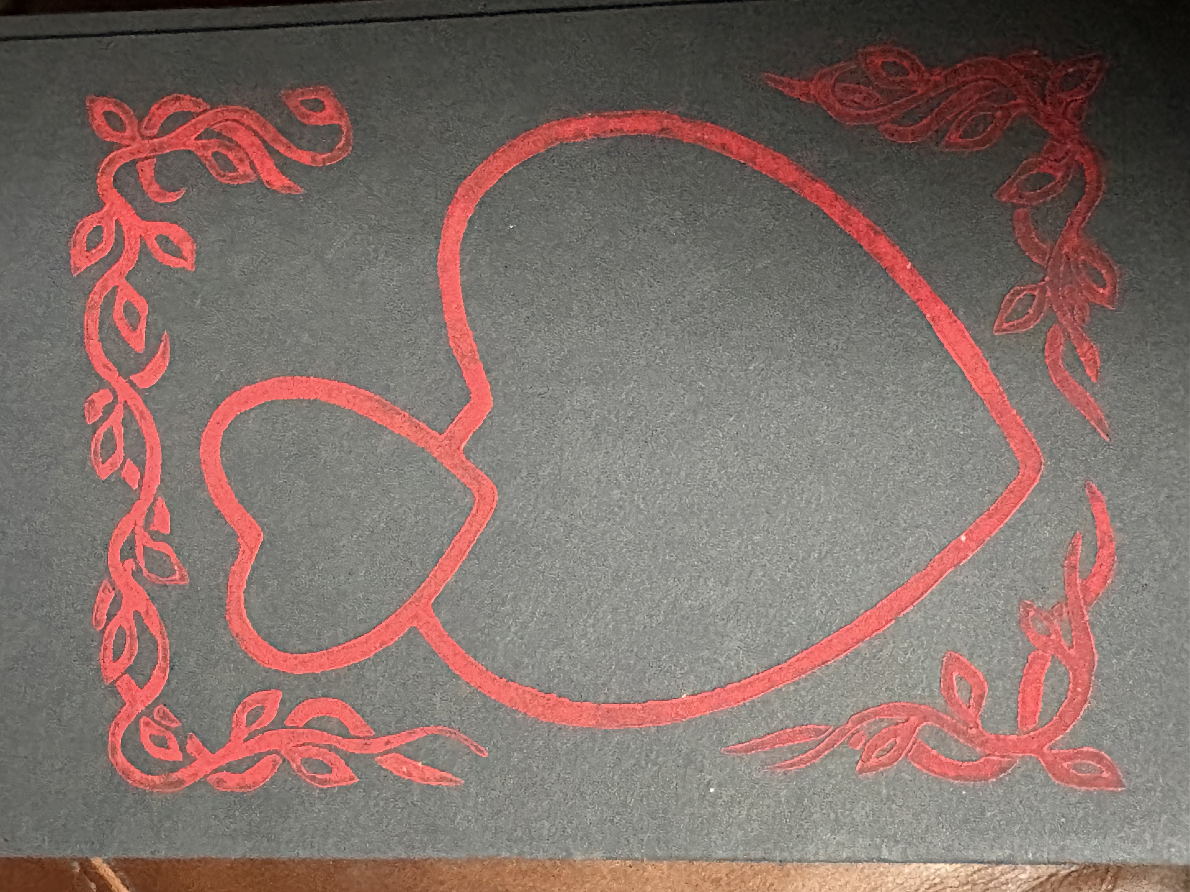 Red Hearts on Charcoal Card