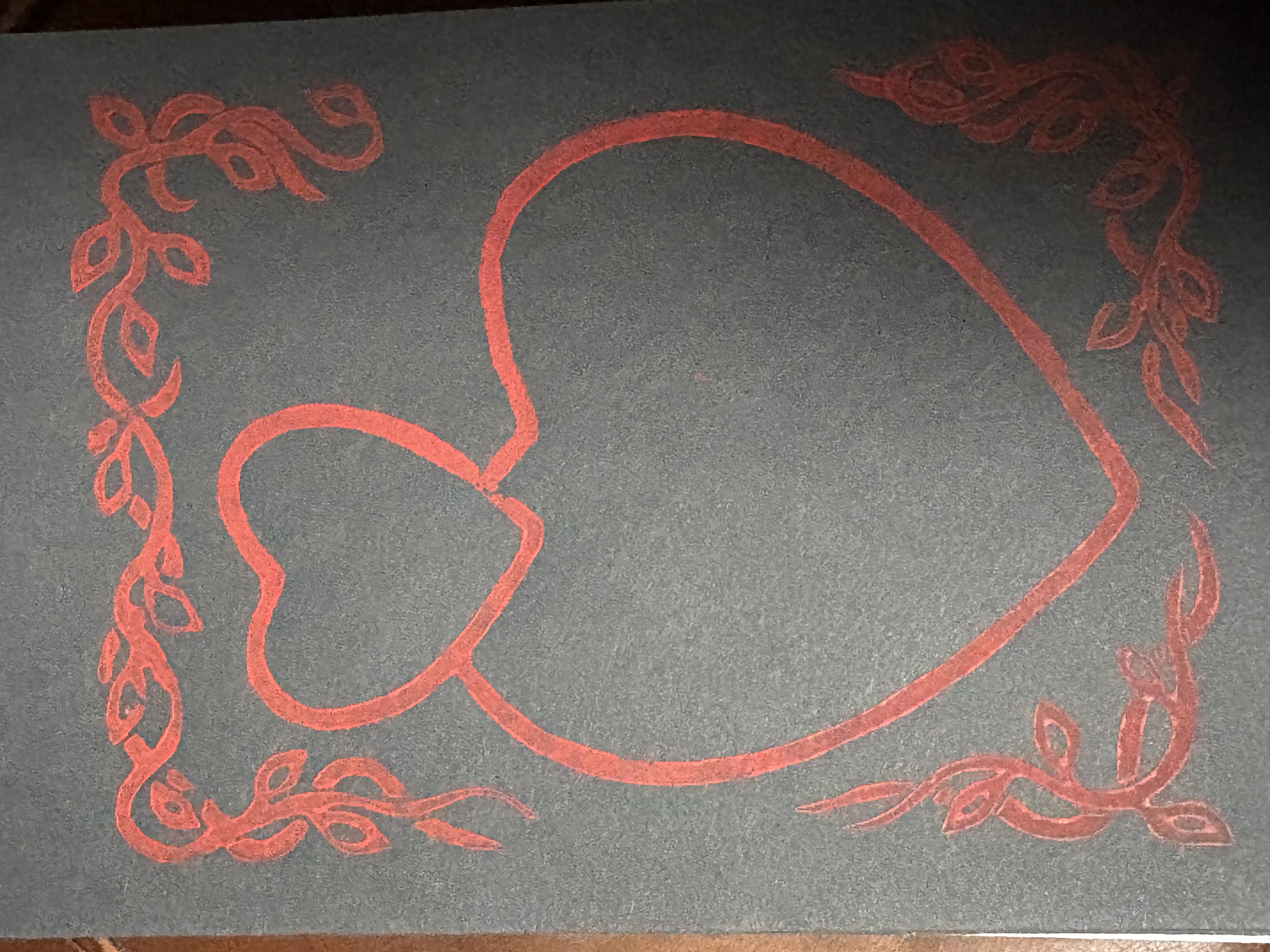 Red Hearts on Charcoal Card