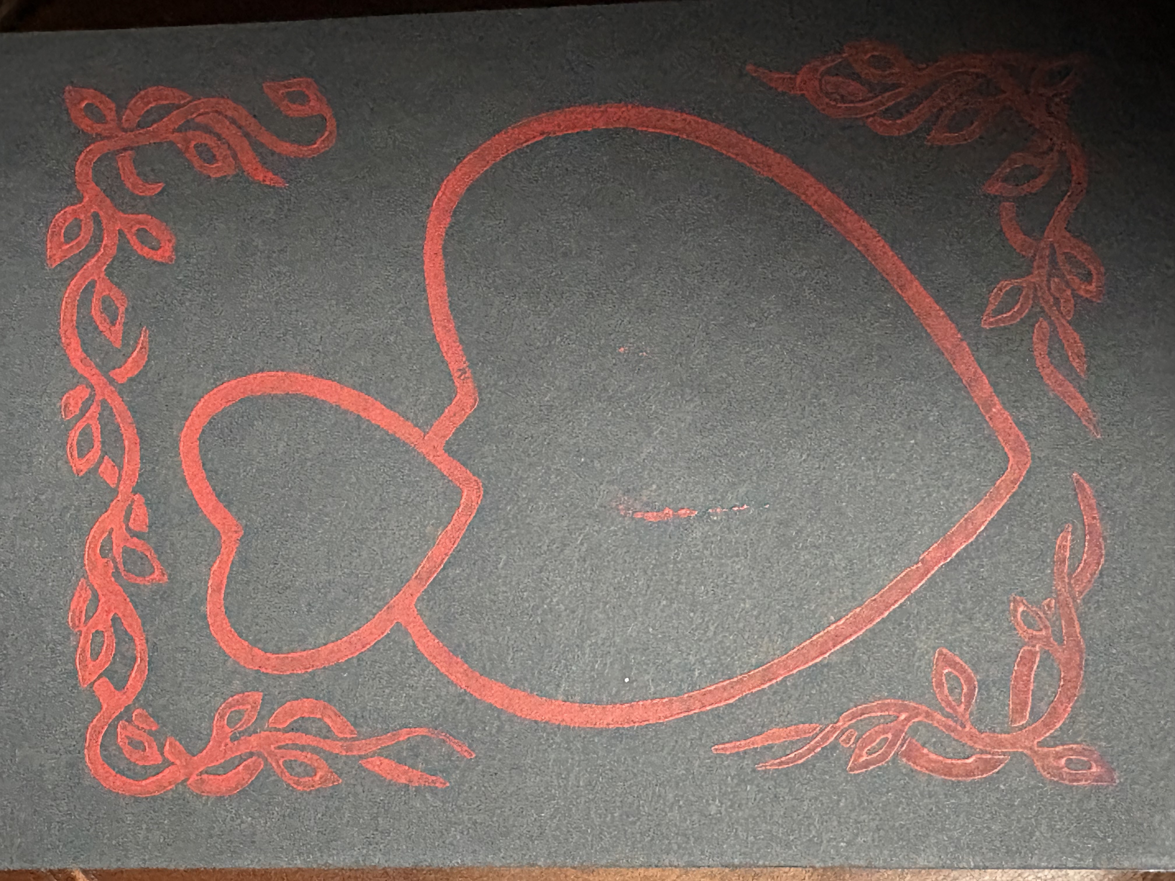 Red Hearts on Charcoal Card