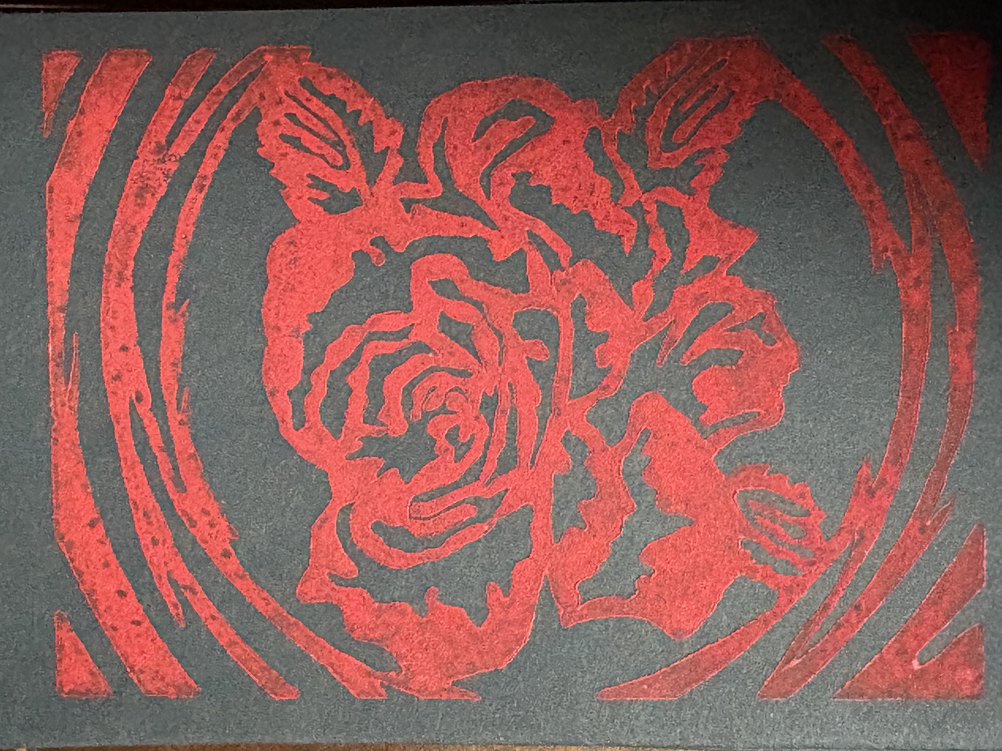 Red Rose on Charcoal Card