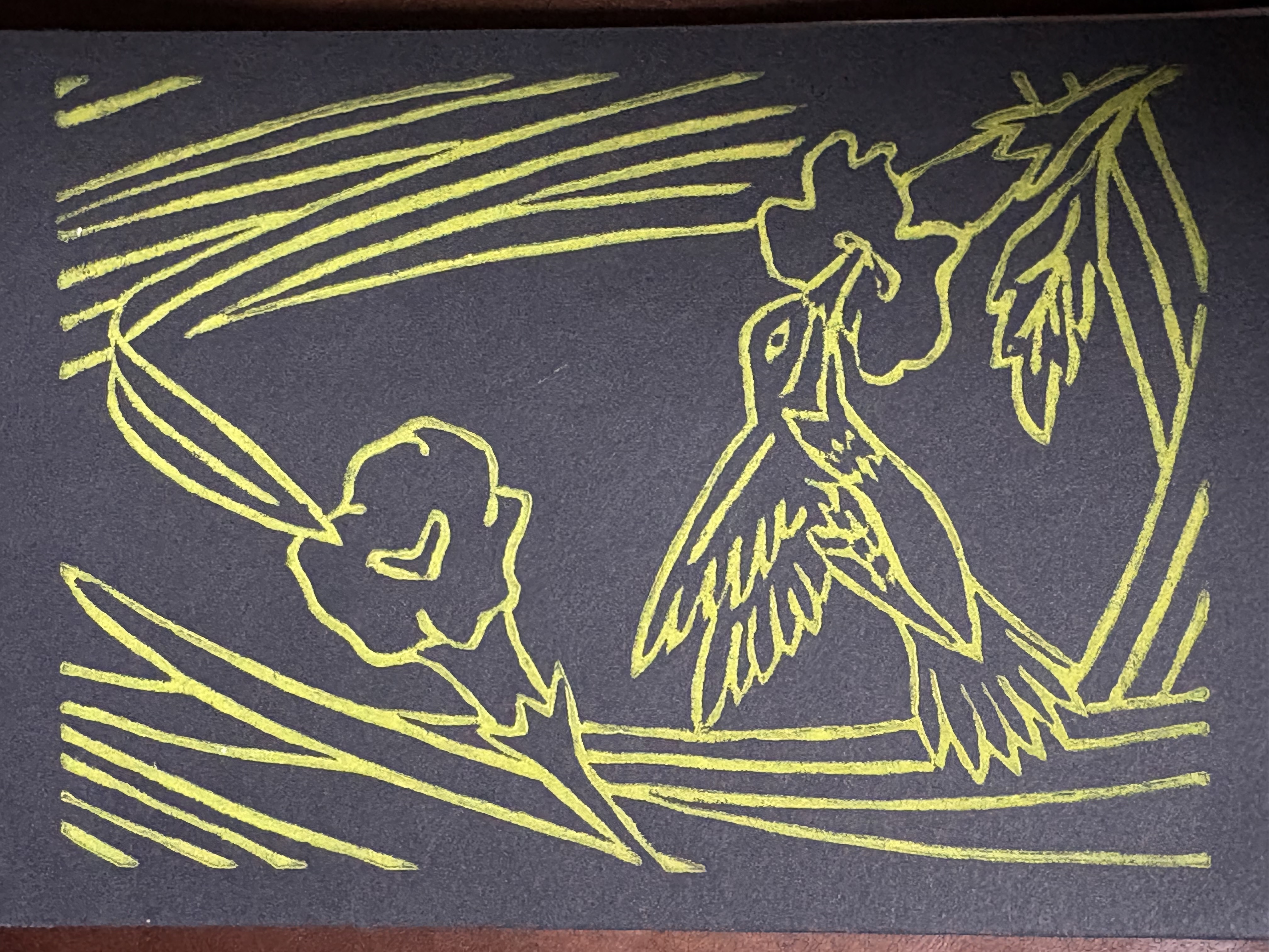 Golden Hummingbird on Charcoal Card