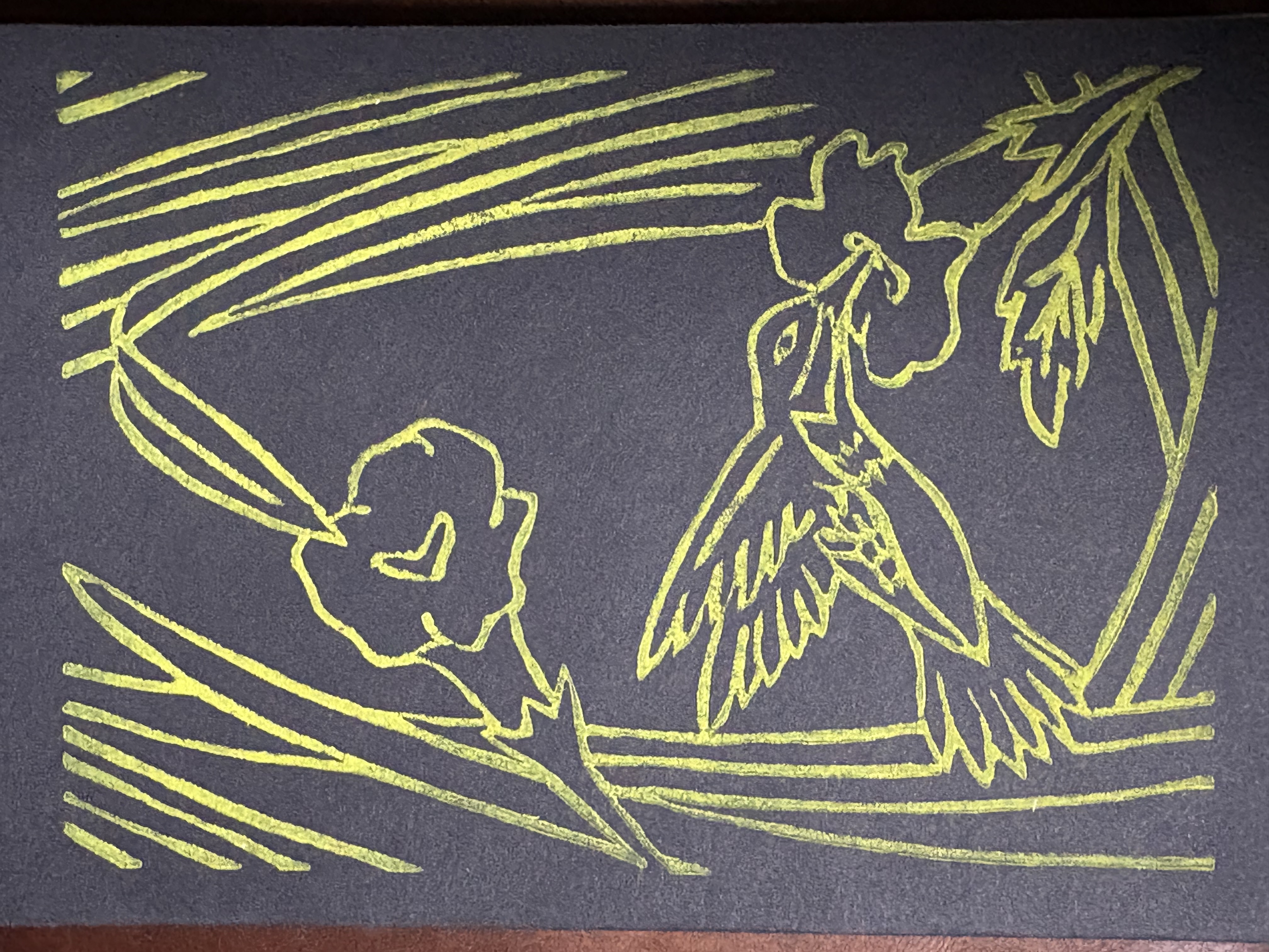 Golden Hummingbird on Charcoal Card