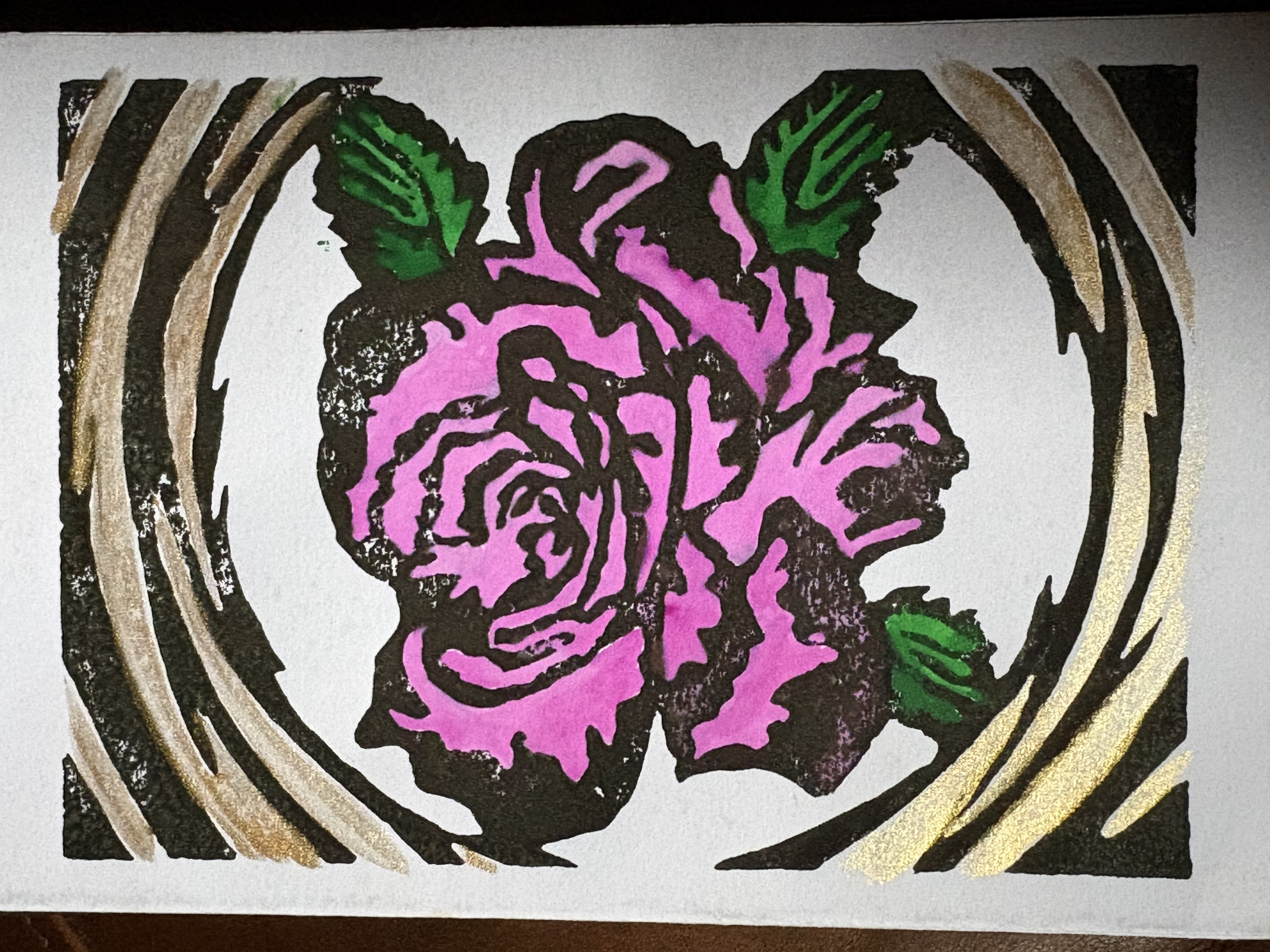 Magenta Rose with Golden Accents