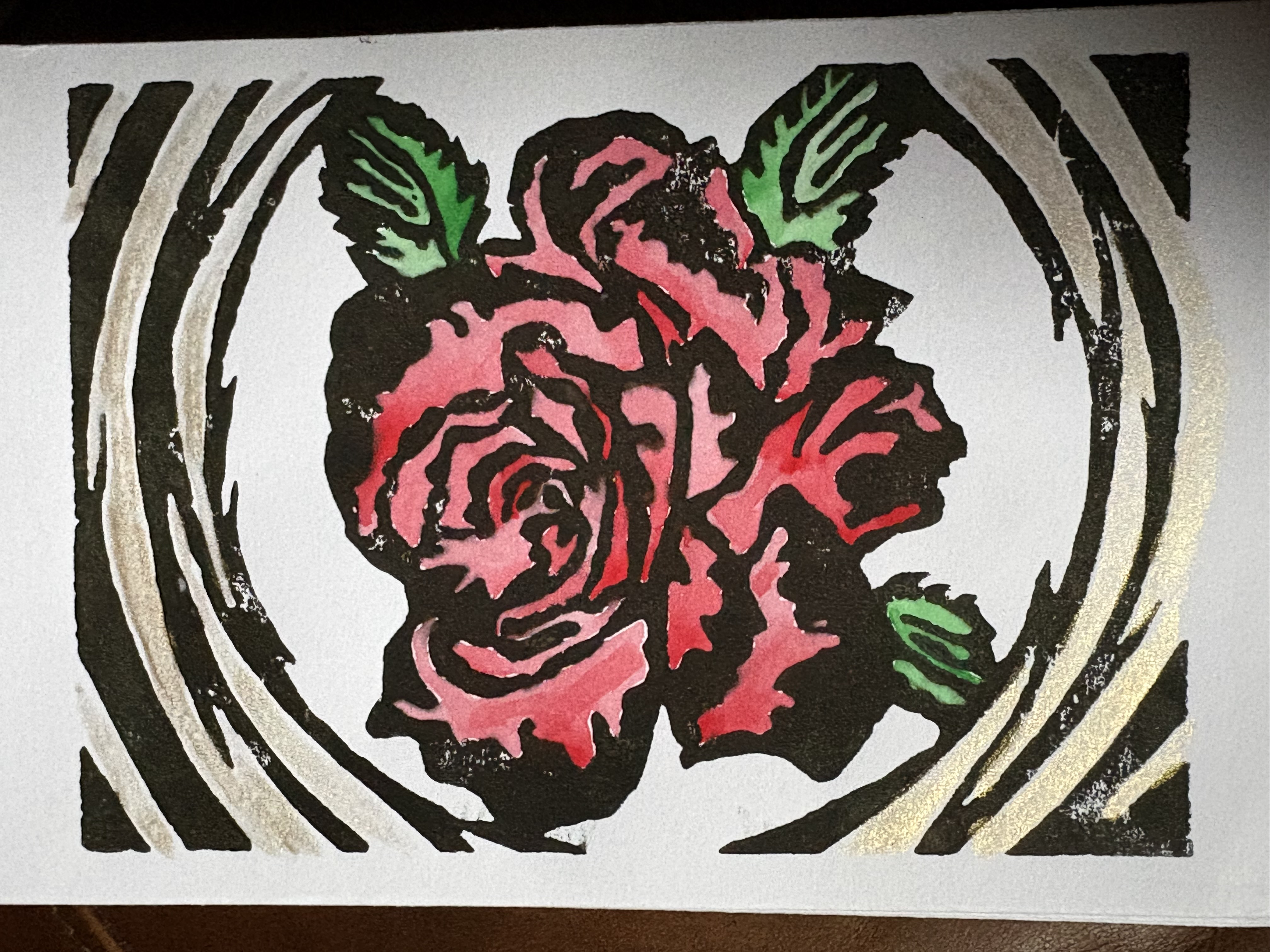 Red Rose with Golden Accents