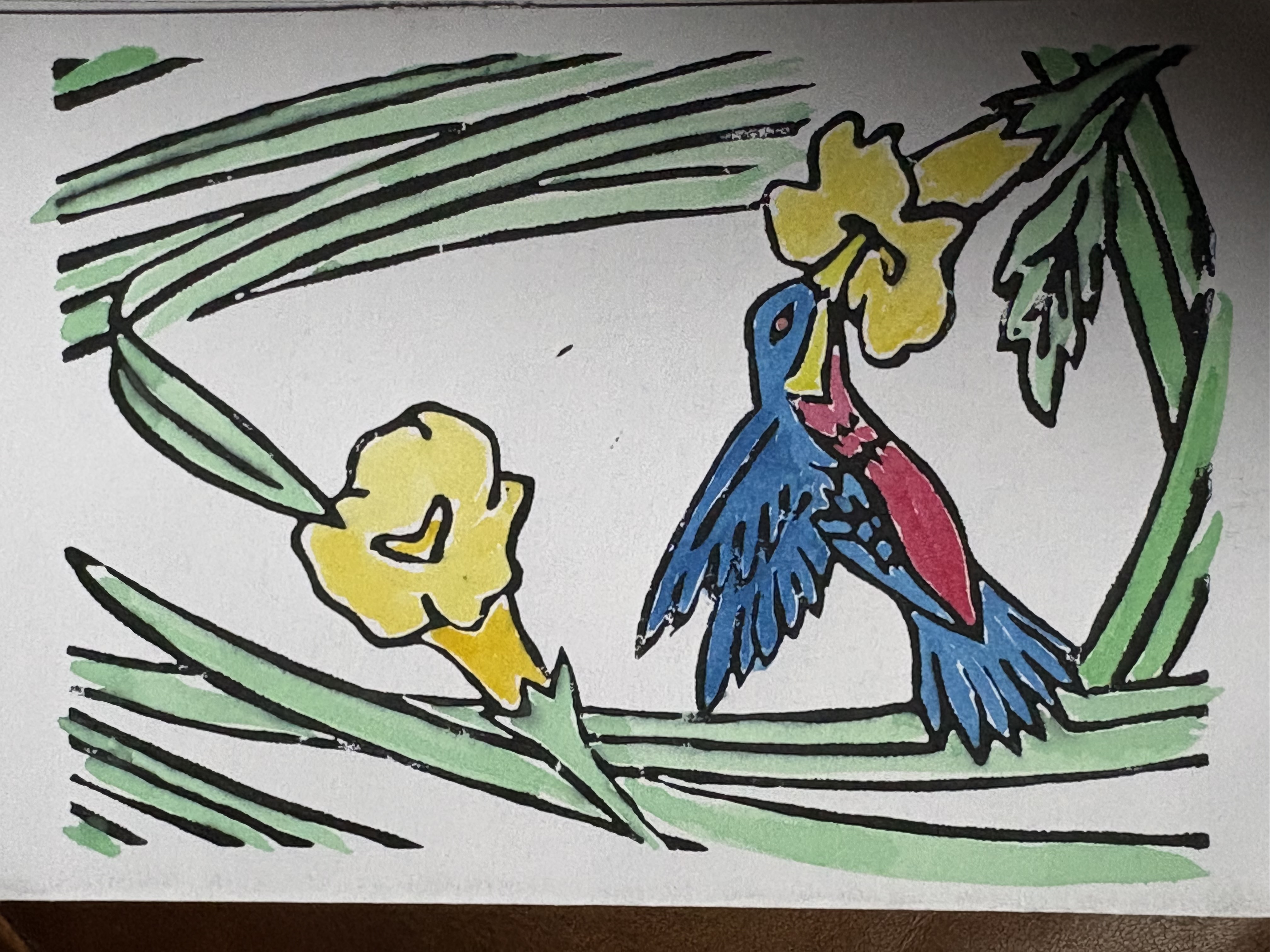 Blue Hummingbird Garden Card